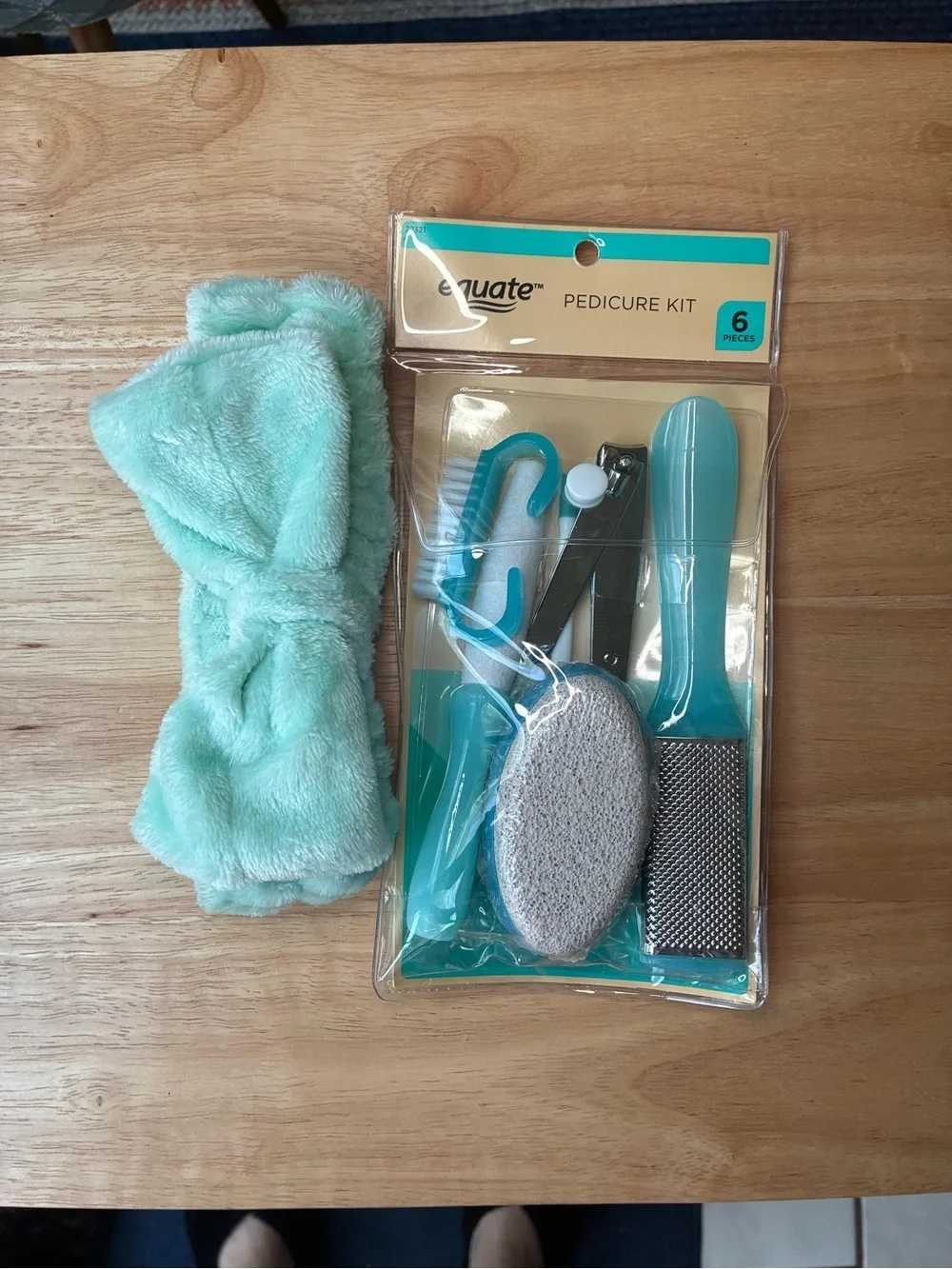 Equate Teal Pedicure Kit - 6 Piece Women Bath & Body Tools Set Bundle